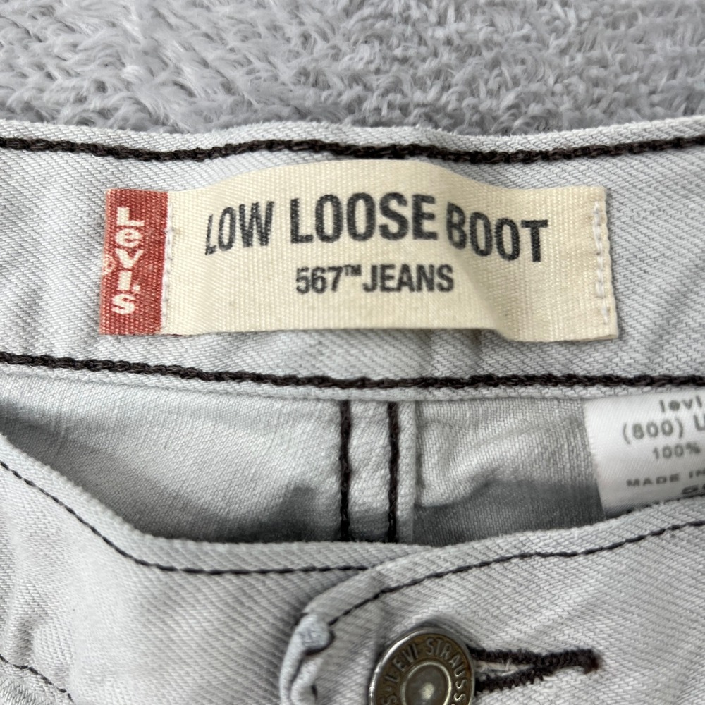 Levi's 567 Low Loose Bootcut Jeans 36x34 Grey Mens Vintage Y2K Baggy Skate - Picture 8 of 16